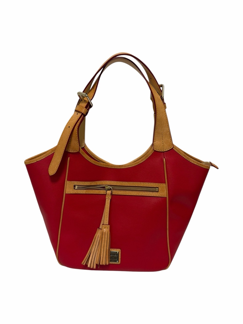 Dooney & Bourke Crosshatching Red/Tan Leather Handbag